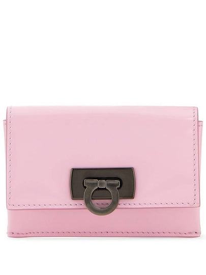 Salvatore Women's Logo Closure Card Wallet Pink - SALVATORE FERRAGAMO - BALAAN 2