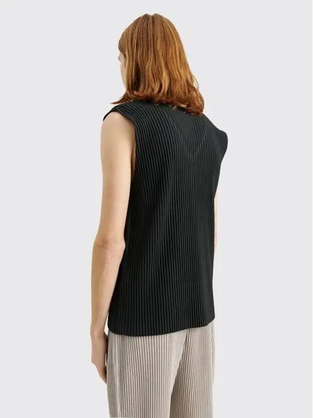 Homme Plissé Pleated Vneck Straight Black Vest - ISSEY MIYAKE - BALAAN 3