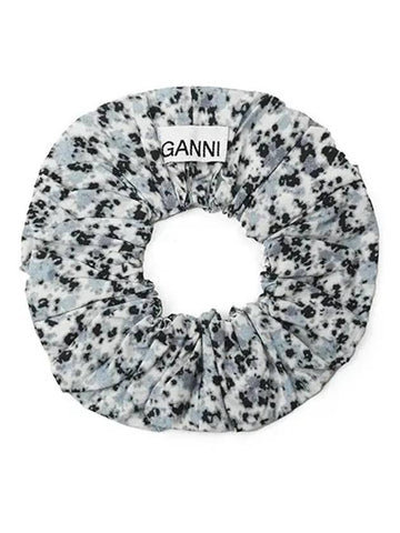 Floral Print Cotton Scrunchie Blue - GANNI - BALAAN 1