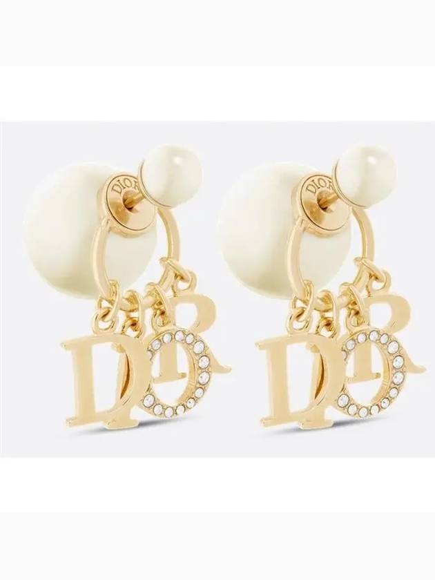 Tribales White Resin Pearls Crystals Earrings Gold - DIOR - BALAAN 2