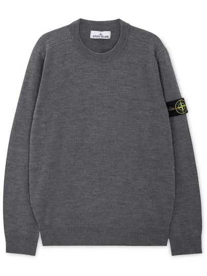 Logo Patch Crewneck Virgin Wool Knit Top Grey - STONE ISLAND - BALAAN 2