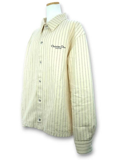 striped long sleeve shirt jacket - DIOR - BALAAN 2