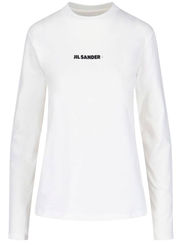 Logo Print Cotton Long Sleeve T-Shirt White - JIL SANDER - BALAAN 2