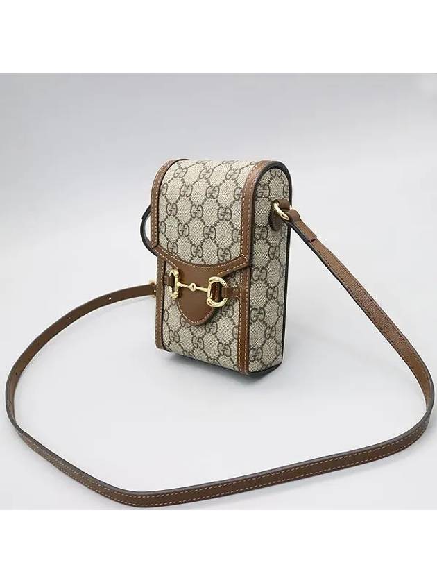 625615 Brown leather trim horsebit 1955 mini cross bag - GUCCI - BALAAN 3