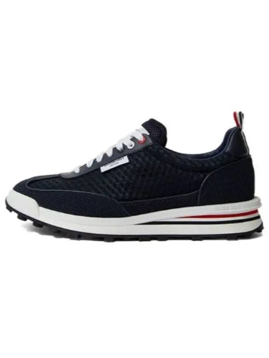 Men's Heavy Athletic Mesh Tech Runner Low Top Sneakers Navy - THOM BROWNE - BALAAN 2