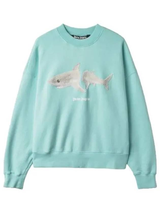 Shark crewneck sweatshirt light blue t shirt - PALM ANGELS - BALAAN 1