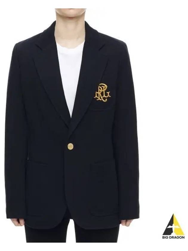 W double knit jacquard blazer navy - POLO RALPH LAUREN - BALAAN 1