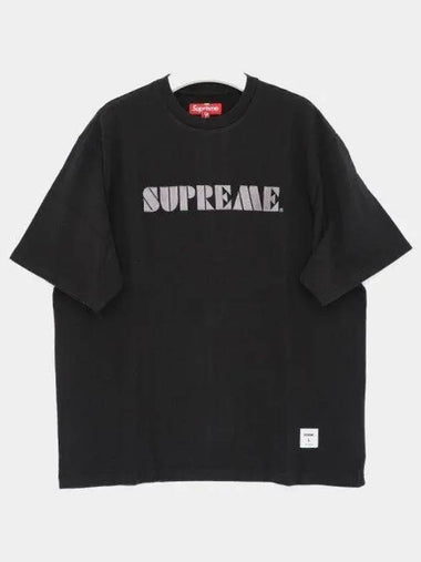 Stencil embroidery logo short sleeve t shirt SS24KN59 BLACK 271787 1040555 - SUPREME - BALAAN 1