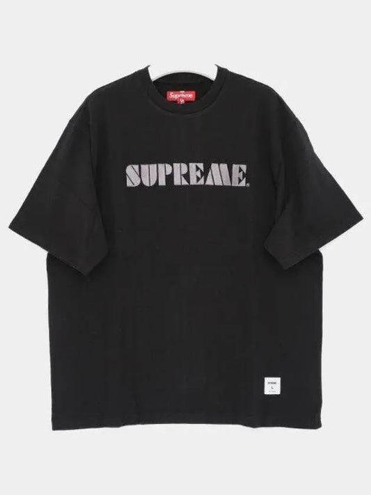 Stencil embroidery logo short sleeve men s t shirt SS24KN59 BLACK 1040555 - SUPREME - BALAAN 1