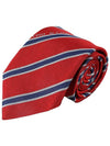 Logo Print Striped Silk Tie Red - ETRO - BALAAN 2