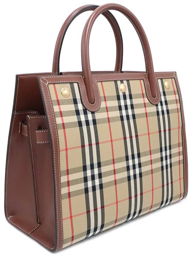 Women s Burberry 8025274 Vintage Check Brown Leather Title Small Tote Bag gt Gangbuk used luxury goods - BURBERRY - BALAAN 6