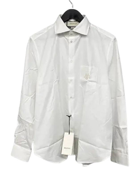 GG Embroidery Pocket Long Sleeve Shirt White - GUCCI - BALAAN 2