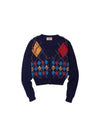 Argyle Knit Cardigan Navy - ANDERSSON BELL - BALAAN 2