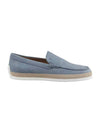 Men's Newbuck Embossed Logo Slip-On Loafers Blue - TOD'S - BALAAN 1