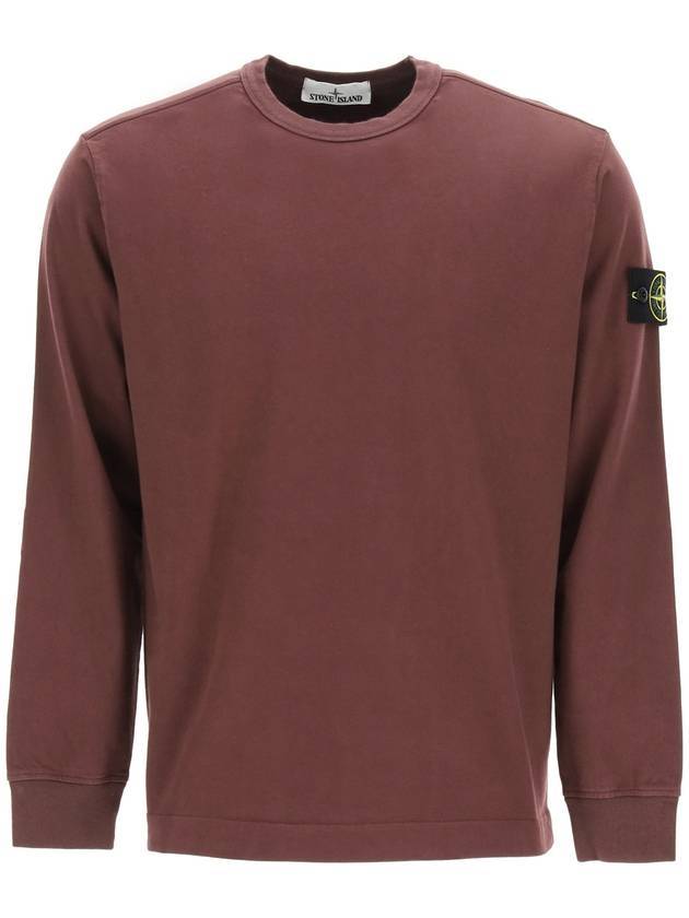 Logo Wappen Patch Crew Neck Long Sleeve T Shirt Burgundy - STONE ISLAND - BALAAN 1