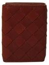 Intrecciato Continental Leather Half Wallet Red - BOTTEGA VENETA - BALAAN 3