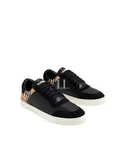 Checked Leather Suede Low Top Sneakers Black - BURBERRY - BALAAN 2