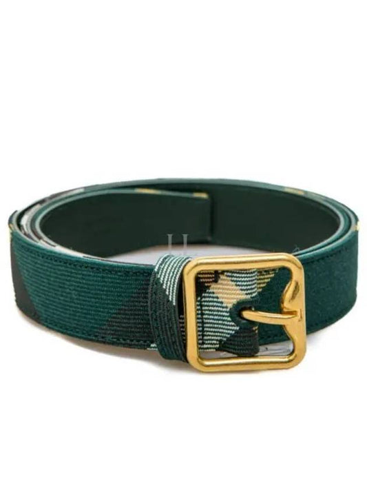 Check Pattern Buckled Leather Belt Green - BURBERRY - BALAAN 2