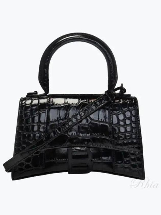 Hourglass Crocodile Embossed Cross Bag Black - BALENCIAGA - BALAAN 2