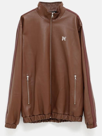 Monogram Leather Track Jacket - PALM ANGELS - BALAAN 1