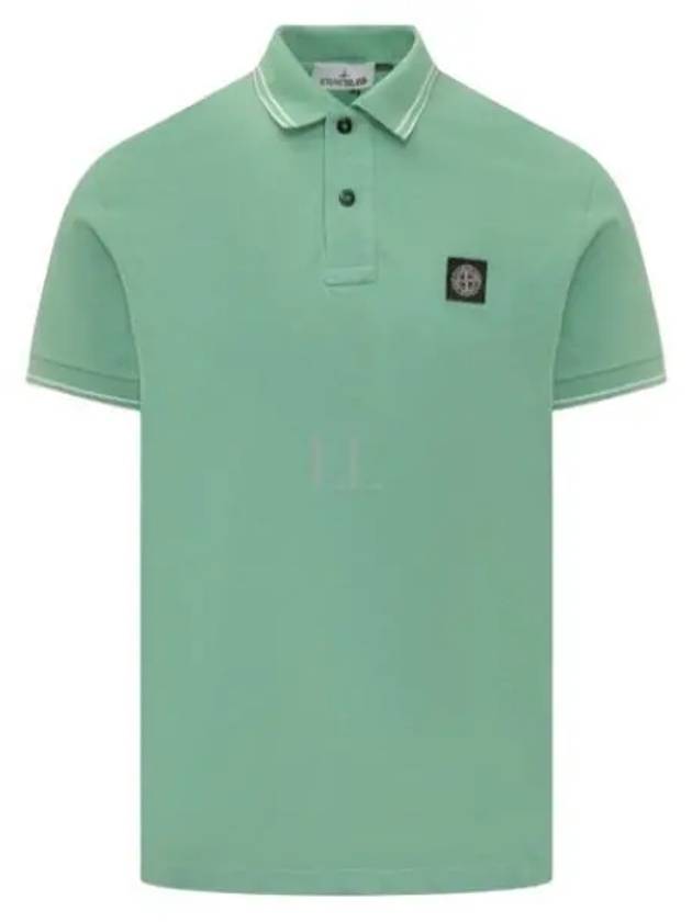 Stretch Cotton Pique Short Sleeve Polo Shirt Light Green - STONE ISLAND - BALAAN 2