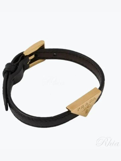 Saffiano Triangle Logo Bracelet Black - PRADA - BALAAN 2