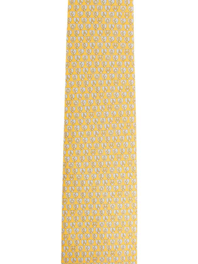 FERRAGAMO Patterned Tie In Silk, Men's, Yellow - SALVATORE FERRAGAMO - BALAAN 3