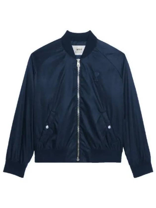 Heart Logo Bomber Jacket Blue - AMI - BALAAN 2