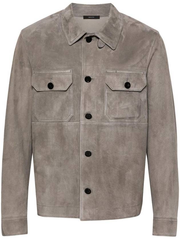 Micro Light Suede Shirt Jacket Grey - TOM FORD - BALAAN 1