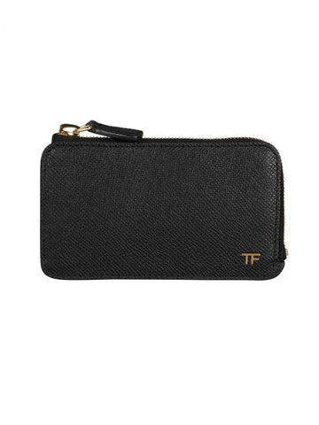 gold logo zipper card wallet black - TOM FORD - BALAAN.