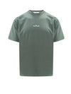 Logo Print Short Sleeve T-Shirt Green - STONE ISLAND - BALAAN 1