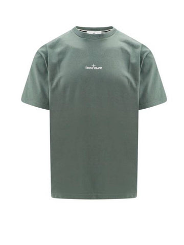 Logo Print Short Sleeve T-Shirt Green - STONE ISLAND - BALAAN 1