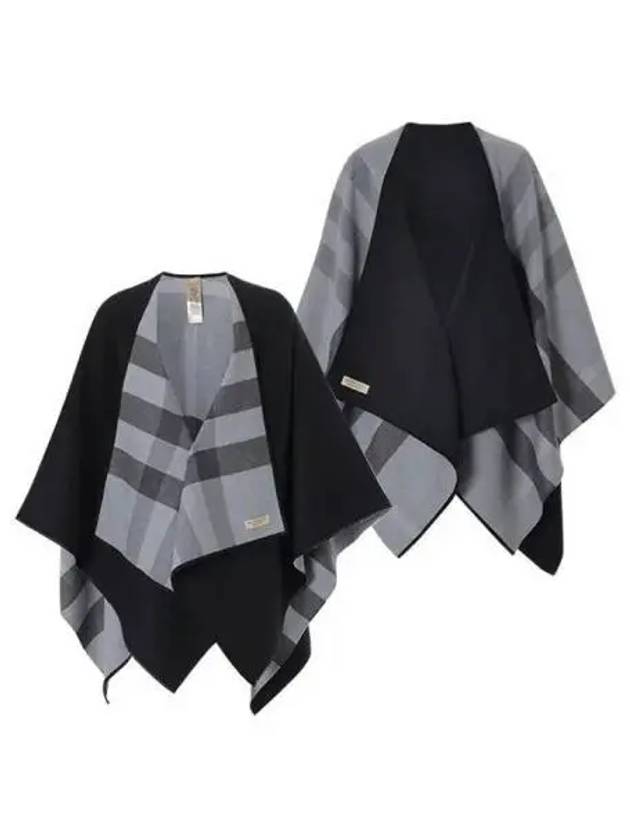 Wool Check Poncho Cape Grey - BURBERRY - BALAAN 2