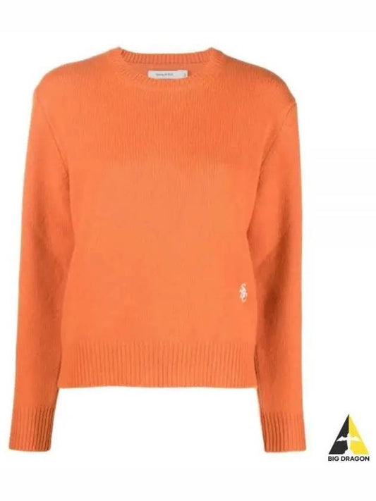 Embroidered Logo Crew Neck Wool Knit Top Orange - SPORTY & RICH - BALAAN 2