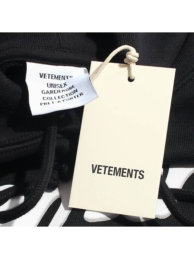 Diagonal Logo Drawstring Hoodie Black - VETEMENTS - BALAAN 8