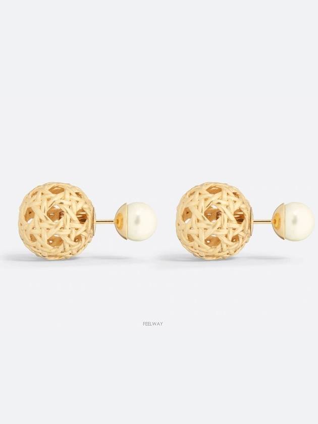 Dior Tribales Earrings Gold Finish Metal White Le - DIOR - BALAAN 3