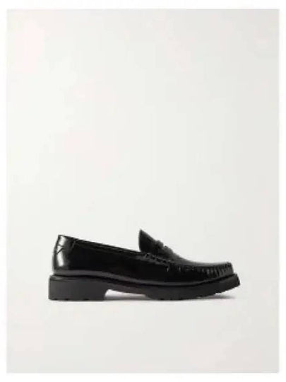 Women's Chunky Penny Slippers Smooth Leather Loafers Black - SAINT LAURENT - BALAAN 2