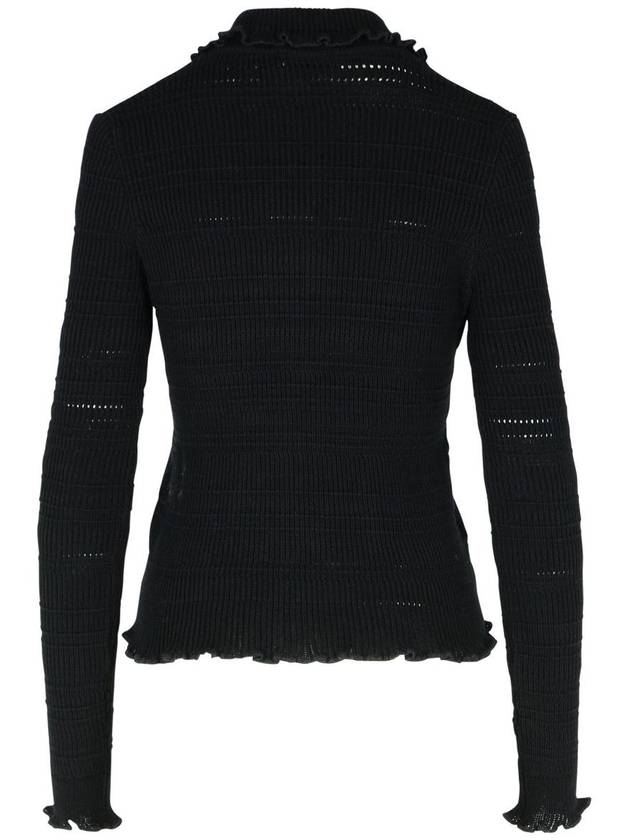 Lanvin 'Ribbed' Black Cotton Cardigan - LANVIN - BALAAN 3