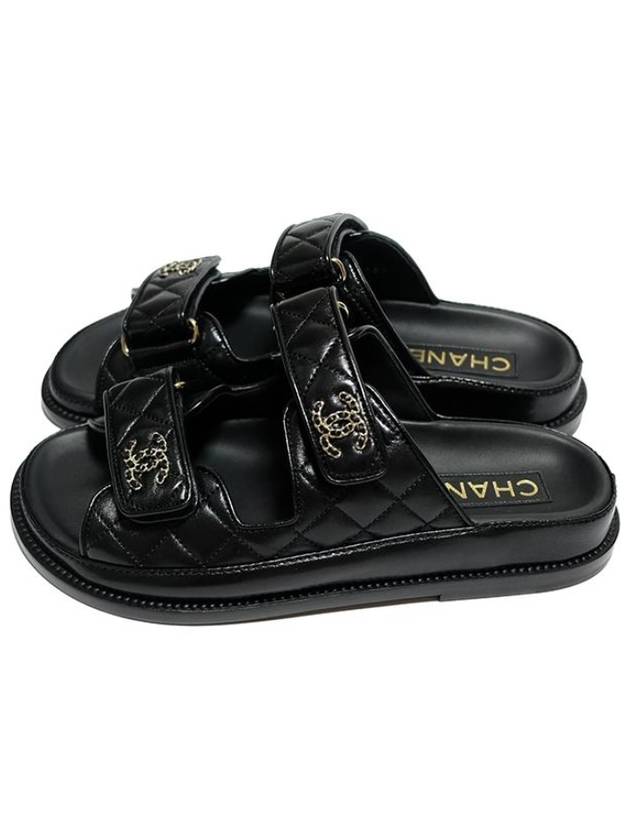 CC Logo Velcro Sandals Black - CHANEL - BALAAN 10