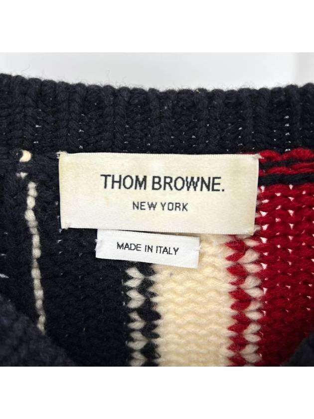 Back stripe cable knit navy size 2 - THOM BROWNE - BALAAN 4