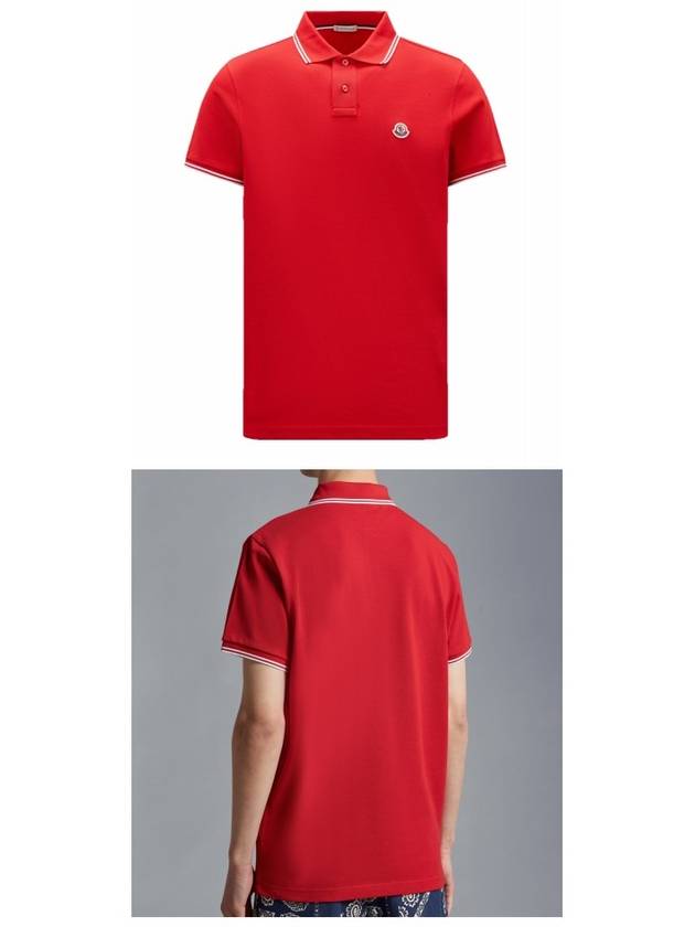 Logo Patch Short Sleeve Polo Shirt Red - MONCLER - BALAAN 5