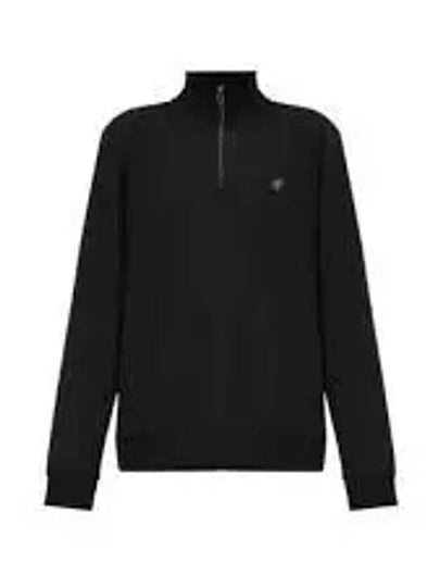 Stand Collar Half Zip-Up Cotton Knit Top Black - HUGO BOSS - BALAAN 2