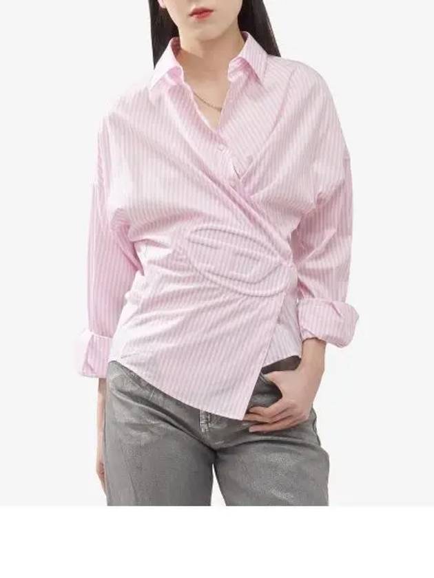 D Sizen N2 Asymmetric Design Striped Long Sleeve Shirt Pink - DIESEL - BALAAN 2