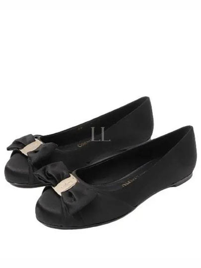 Padded Vara Bow Flat Black - SALVATORE FERRAGAMO - BALAAN 2