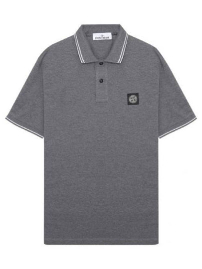 Men's Logo Patch Lining Short Sleeve Polo Shirt Charcoal - STONE ISLAND - BALAAN 2