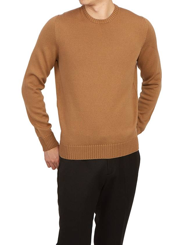 Crew Neck Wool Knit Top Brown - DRUMOHR - BALAAN 6