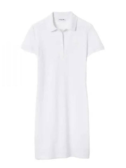 Women's Slim Fit Stretch Cotton Pique Polo Short Dress White - LACOSTE - BALAAN 2