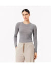 Women s slim fit ribbed crew neck sweater melange gray - LACOSTE - BALAAN 2