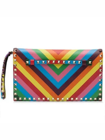 Rockstud Flap Clutch 1973IW2B0399NPI P12 Rainbow - VALENTINO - BALAAN 1