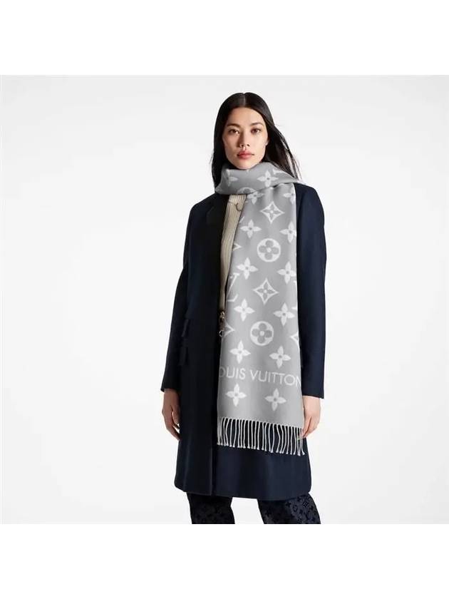 LV Essential Monogram Wool Scarf Light Grey - LOUIS VUITTON - BALAAN 6